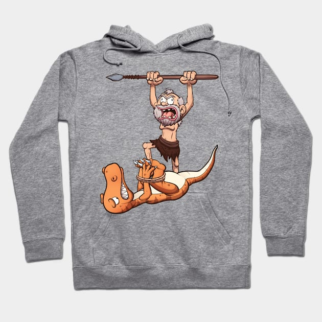 Caveman Captured Dinosaur Hoodie by TheMaskedTooner